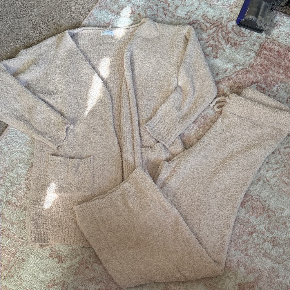 Cozy Beige Knit AS Cardigan and Pants Set